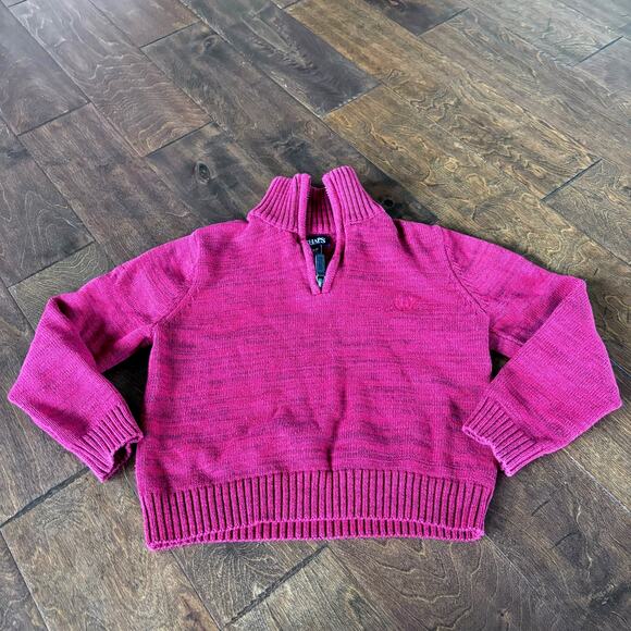 Chaps Boys Small 8 Sweater Red Quarter Zip Knit Pullover - Picture 1 of 6
